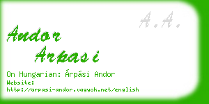 andor arpasi business card